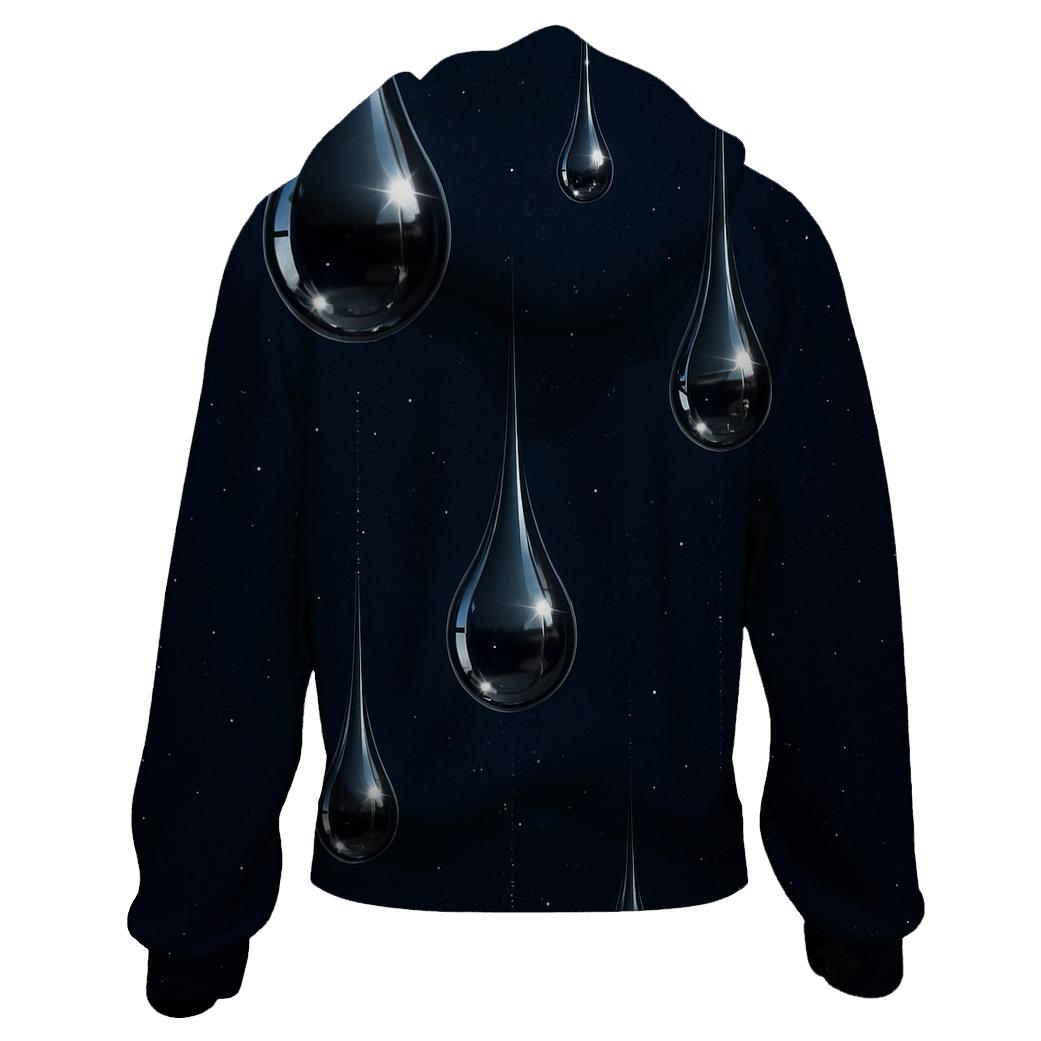 Starlit Chrome Droplets designer hoodies