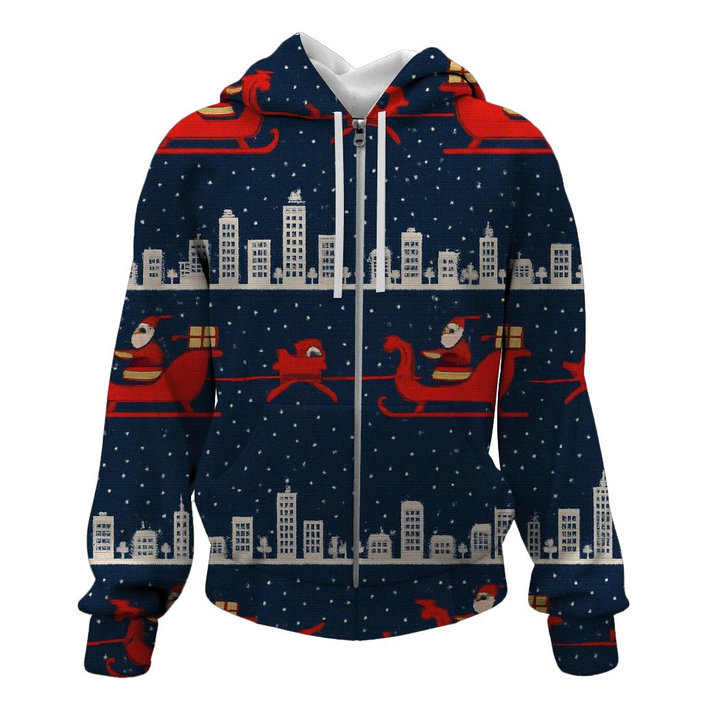 Santa Sleigh Skyline Stripes Design pullover hoodies