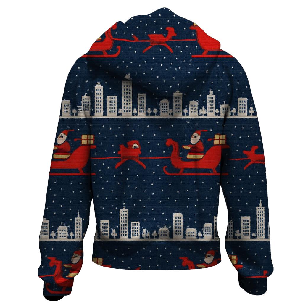 Santa Sleigh Skyline Stripes Design pullover hoodies