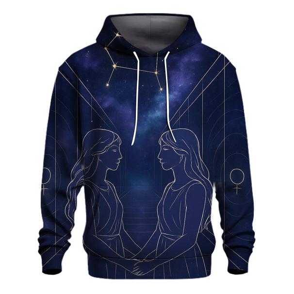 Gemini Celestial Mirror Corridor embroidered hoodies