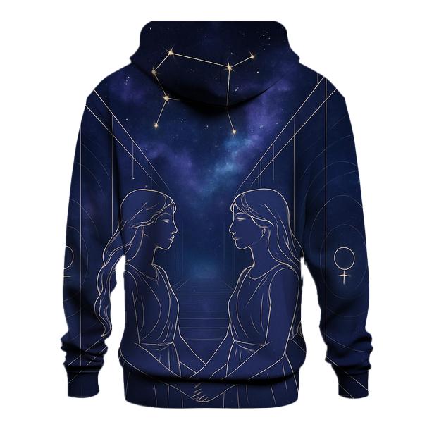 Gemini Celestial Mirror Corridor embroidered hoodies