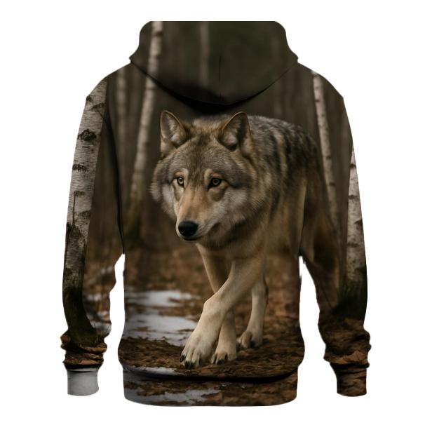 Eurasian Wolf Emerging From Birch Thicket hoodies fashion