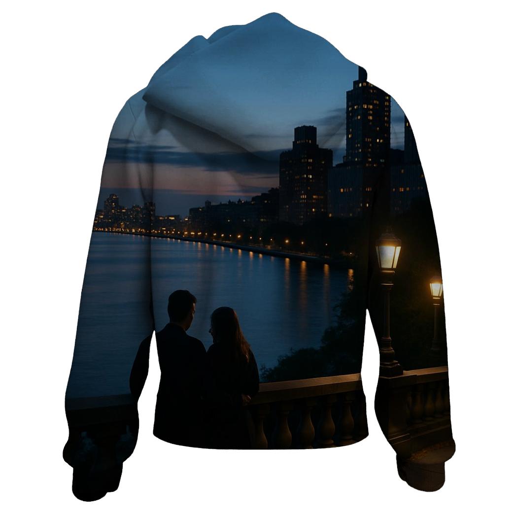 Upper West Side Riverside Overlook At Blue Hour zip-up hoodies