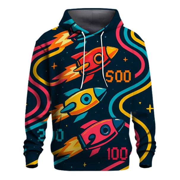 Retro Rocket Race Arcade lightweight hoodies