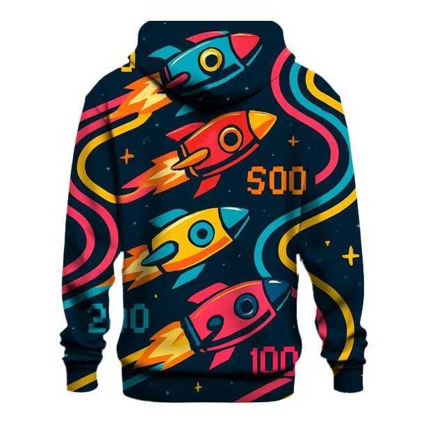 Retro Rocket Race Arcade lightweight hoodies