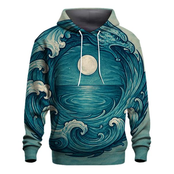 Ocean Tide Spiral Ouroboros graphic hoodies