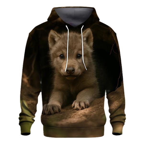 Wolf Pup Peering From Den Entrance zip-up hoodies