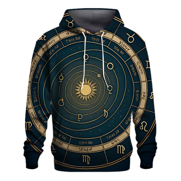 Zodiac Wheel Of Planetary Orbits graphic hoodies
