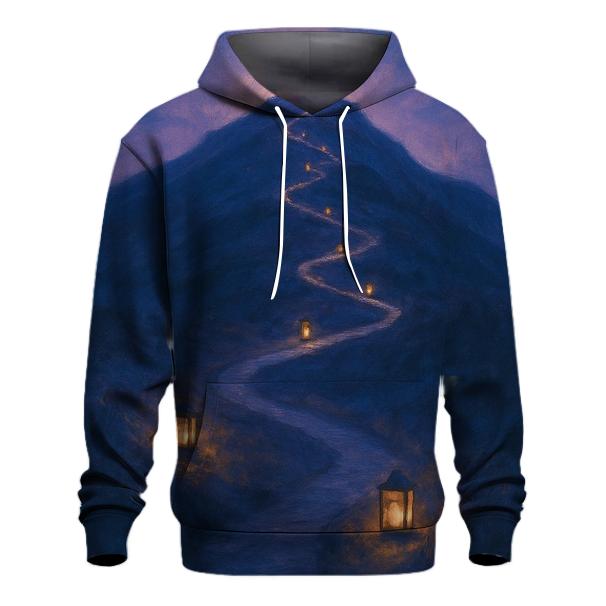 Mountain Lantern Path embroidered hoodies