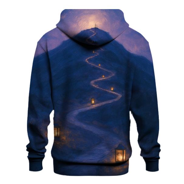 Mountain Lantern Path embroidered hoodies