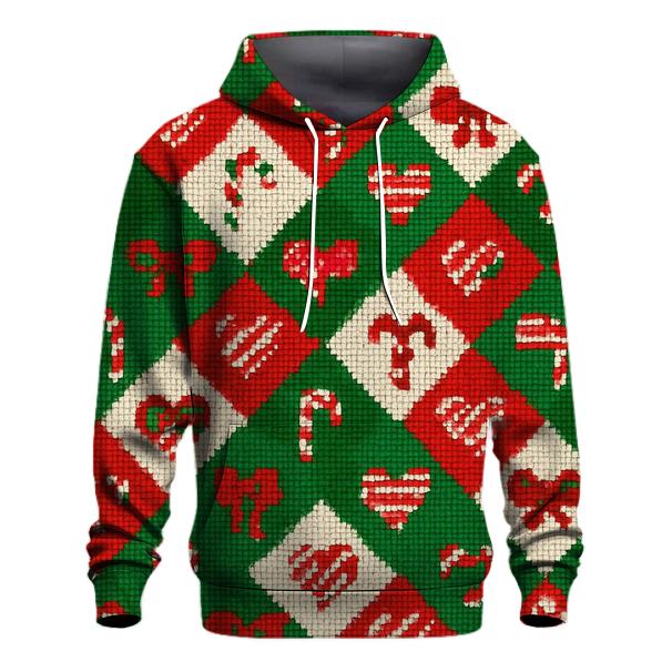 Candy Cane Diamond Patchwork Design graphic hoodies