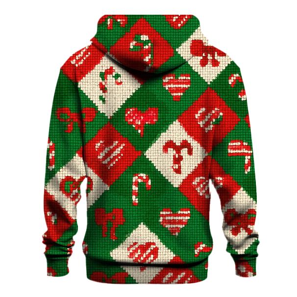 Candy Cane Diamond Patchwork Design graphic hoodies