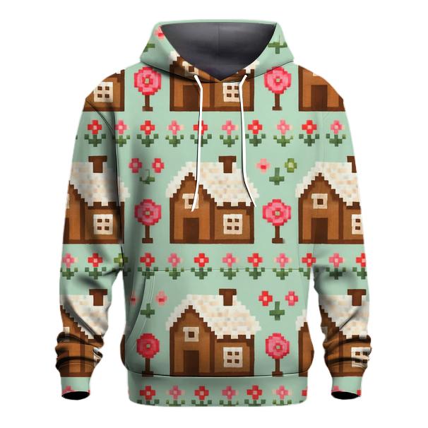 Gingerbread Cottage Stripe Garden Design graphic hoodies