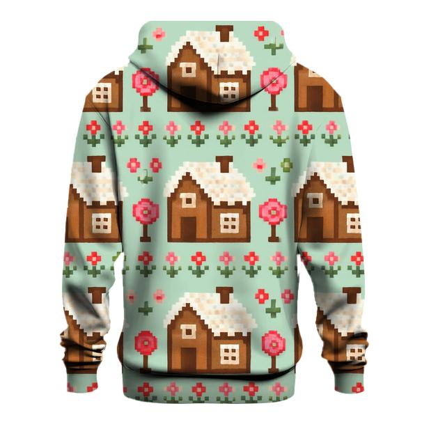 Gingerbread Cottage Stripe Garden Design graphic hoodies