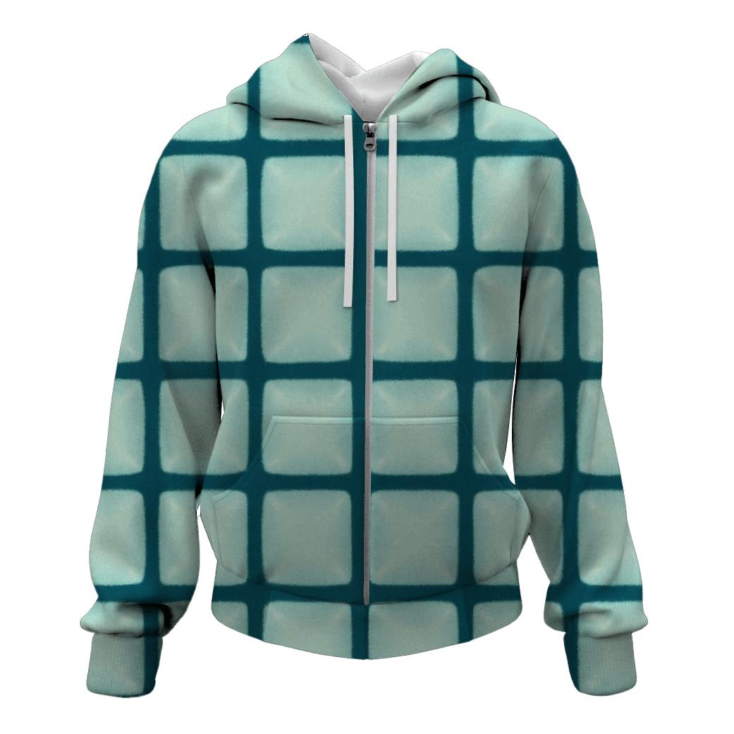 Teal Itajime Window Grid lightweight hoodies