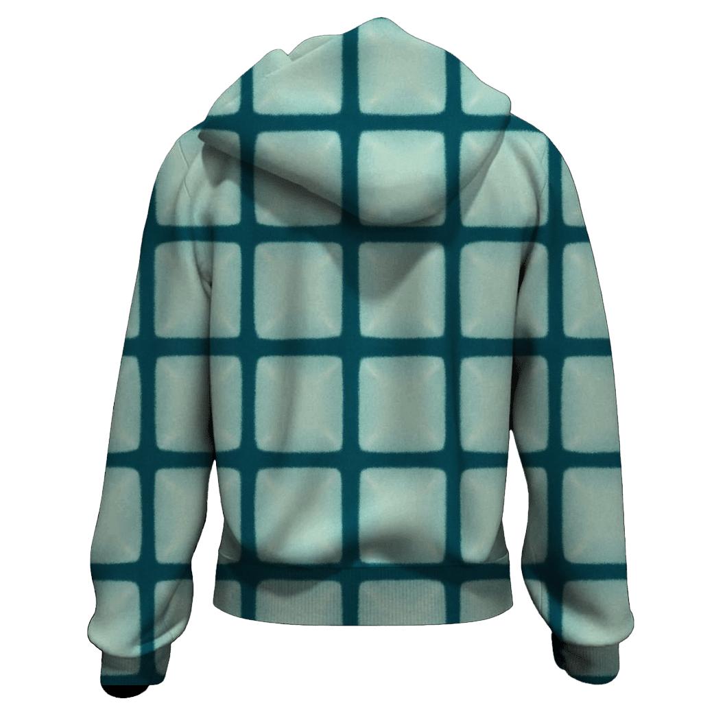 Teal Itajime Window Grid lightweight hoodies