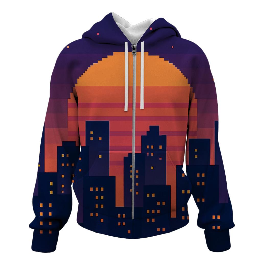 Pixel City Sundown custom hoodies