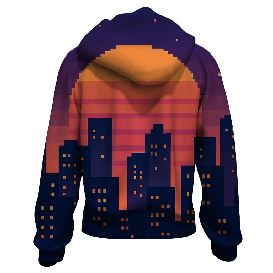 Pixel City Sundown custom hoodies