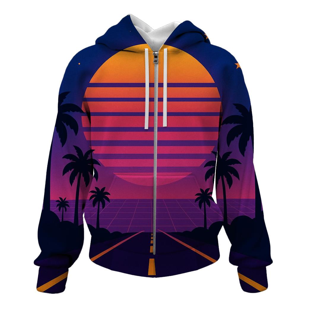 Digital Sunset Highway zip-up hoodies