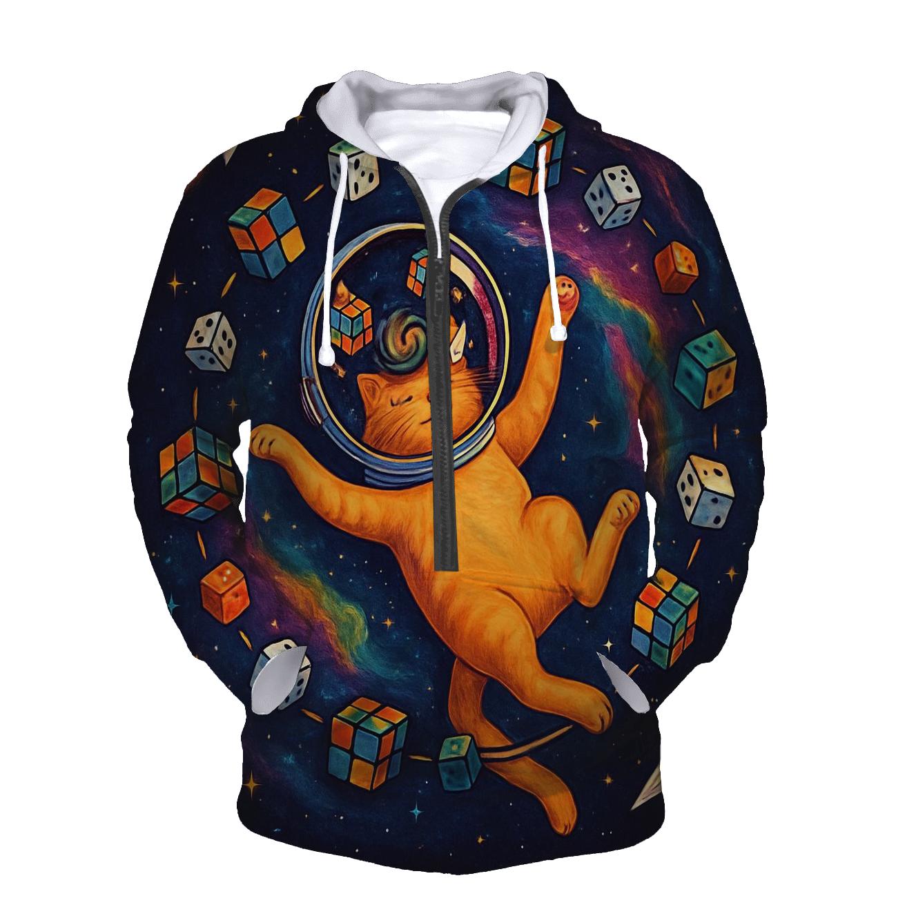 Dice Orbit Astronaut Cat embroidered hoodies