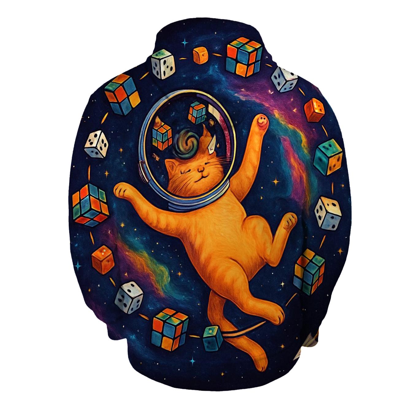 Dice Orbit Astronaut Cat embroidered hoodies