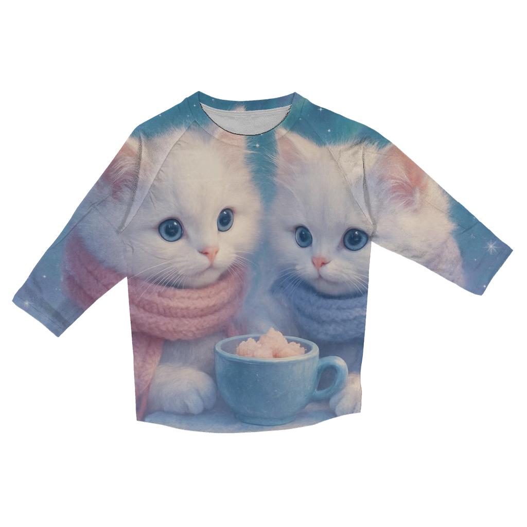 Aurora Tea Party Snow Cats designer 3/4 sleeve blouses