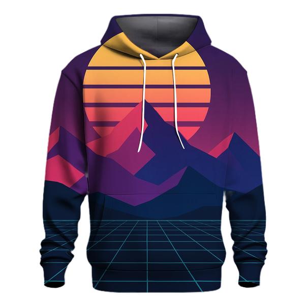 Synthwave Mountain Range pullover hoodies