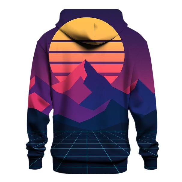 Synthwave Mountain Range pullover hoodies