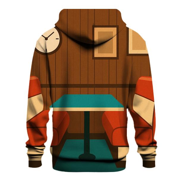 Retro Diner Booth Stripes designer hoodies