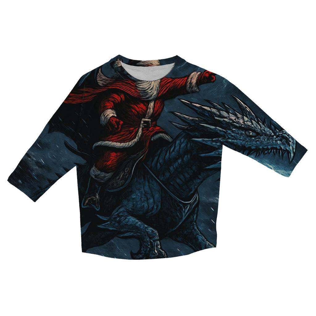 Fire And Frost Santa Dragon Sleigh fashion 3/4 sleeve shirts