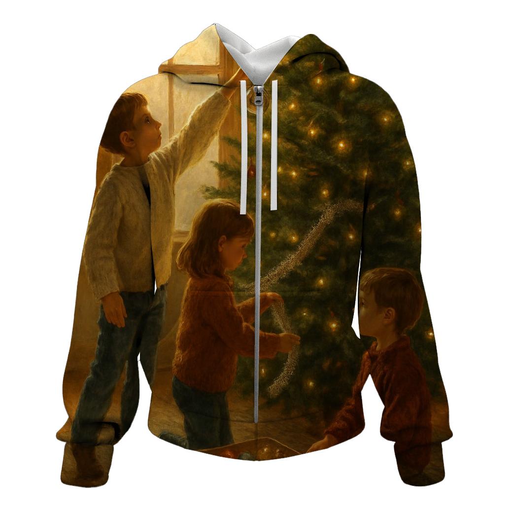 Children Decorating The Christmas Tree custom hoodies