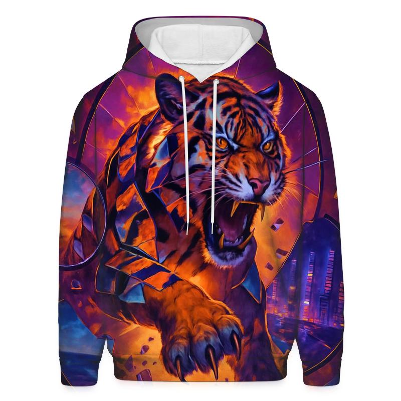 Fractured Fortune Tiger printed hoodies