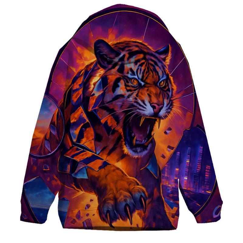Fractured Fortune Tiger printed hoodies