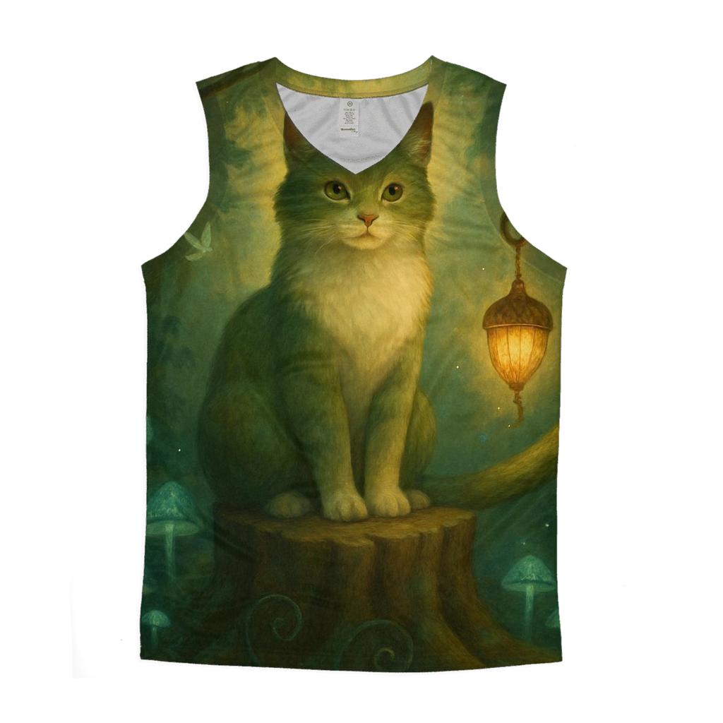 Forest Lantern Guardian Cat sports performance tank tops