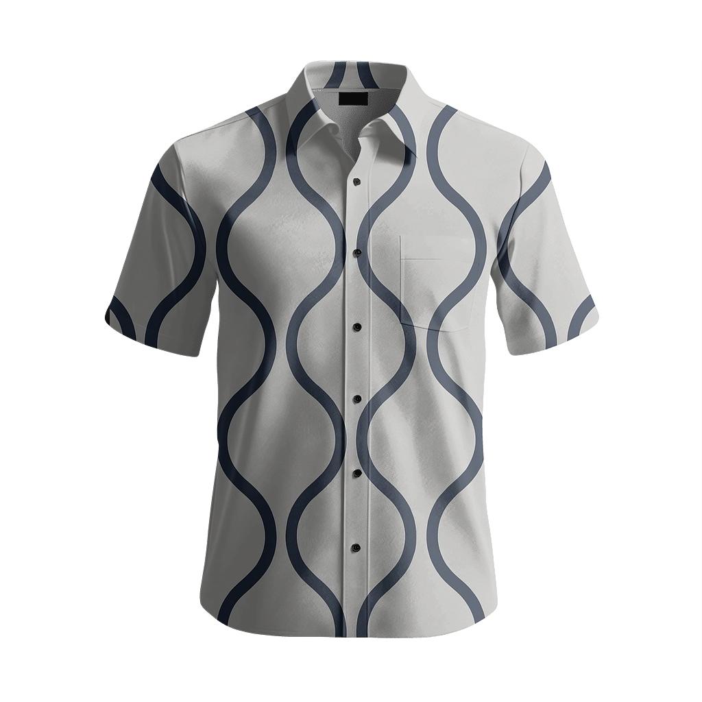 Linear Wave Trellis Stripes branded embroidered shirts