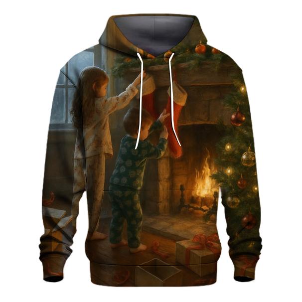 Christmas Morning By The Hearth embroidered hoodies