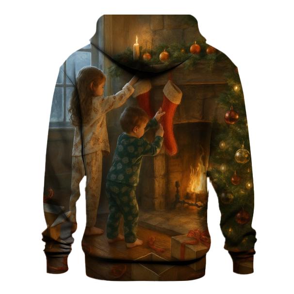 Christmas Morning By The Hearth embroidered hoodies