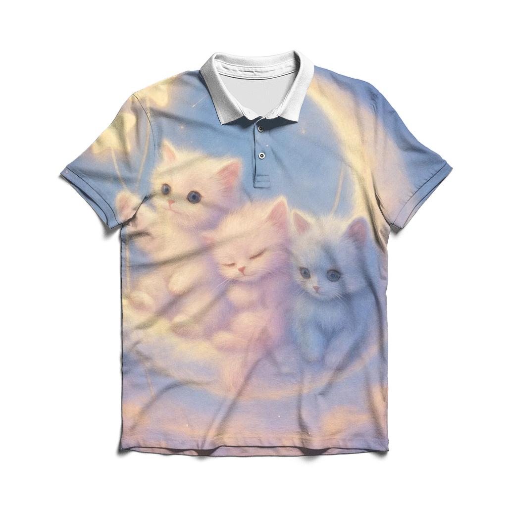 Moonlit Cloud Swing Kittens branded logo polo shirts