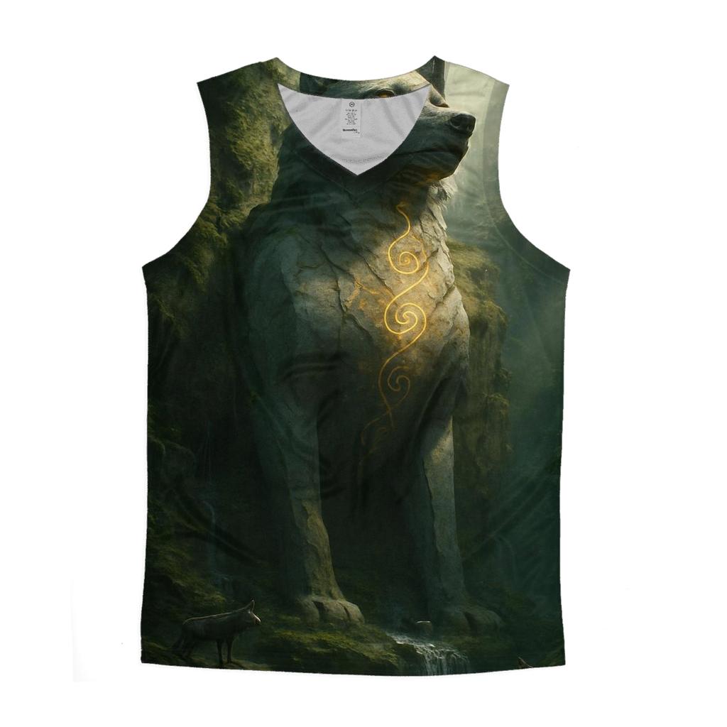 Ancient Stone Guardian Wolf personalized athletic tanks