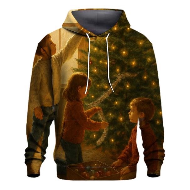 Children Decorating The Christmas Tree premium hoodies
