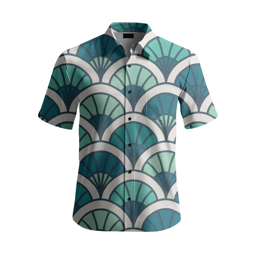 Scalloped Fan Art Deco Repeat premium embroidered apparel