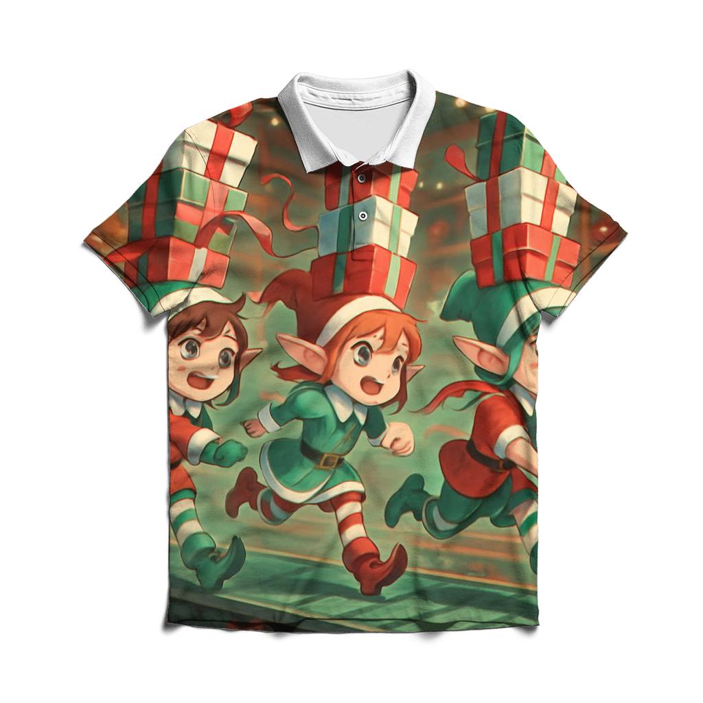 Elves Midnight Toy Workshop Race premium cotton polo shirts