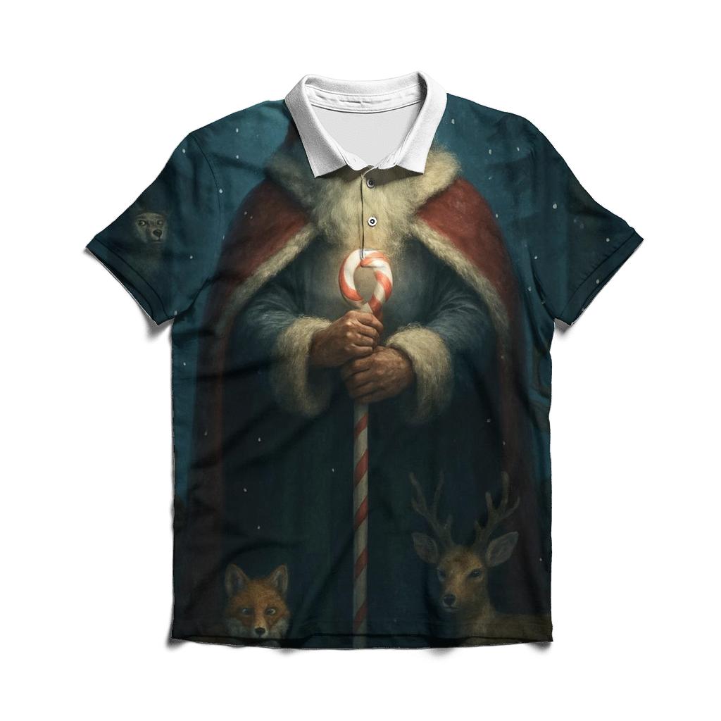 Midnight Forest Santa Guardian premium cotton polo shirts