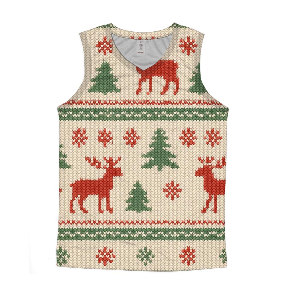 Nordic Reindeer Fair Isle Band On Ivory stylish racerback tanks