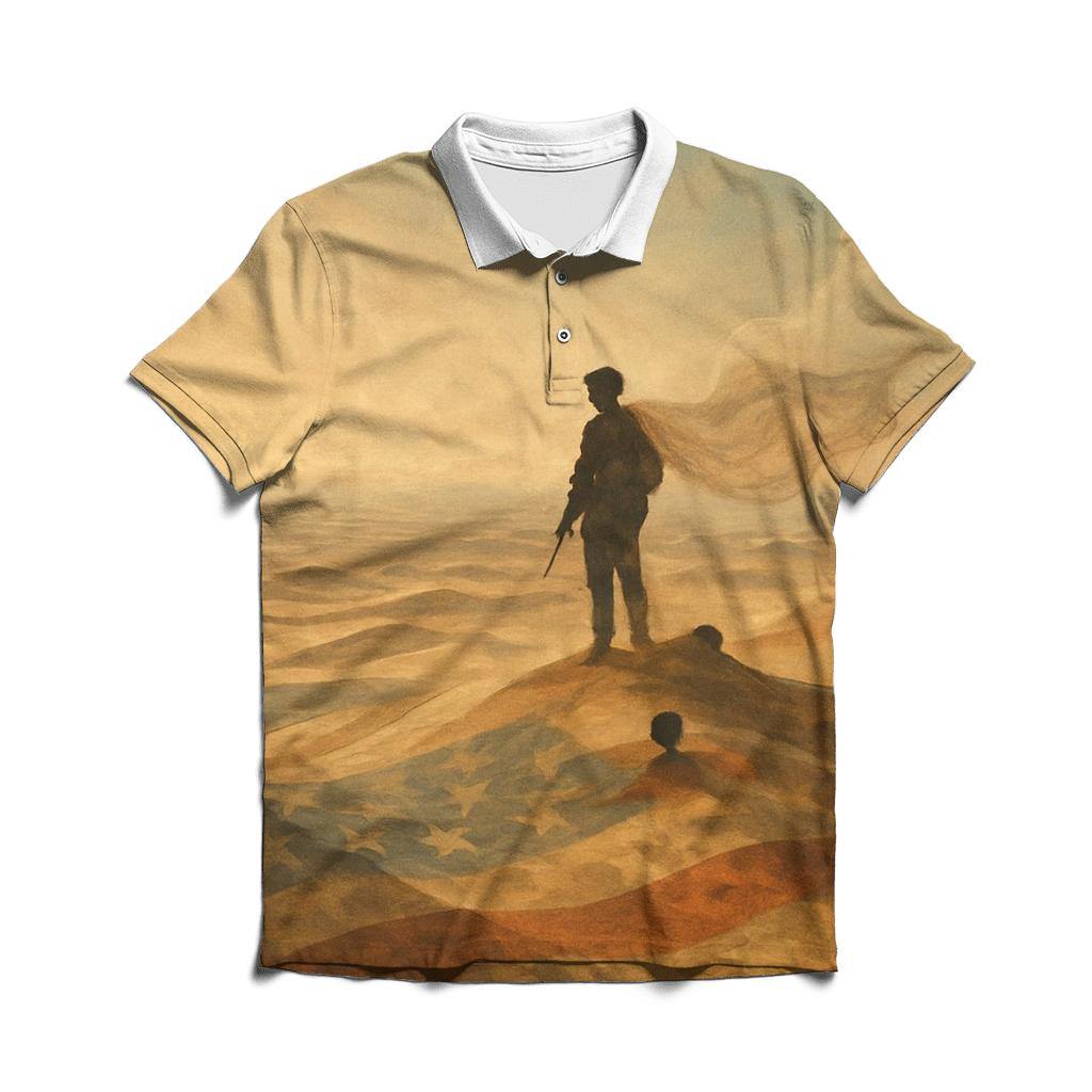 Desert Camo Flag Mirage premium cotton polo shirts