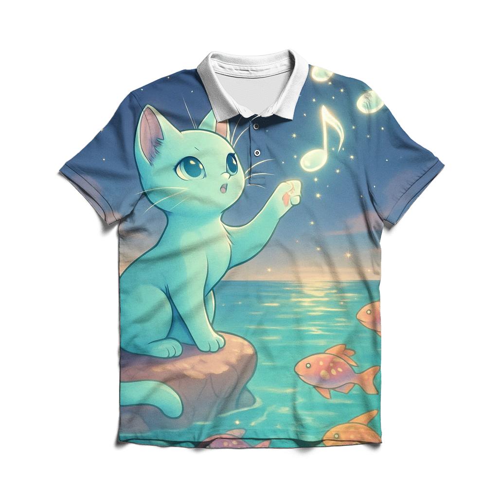 Ocean Bubble Symphony Cat casual sports polo shirts