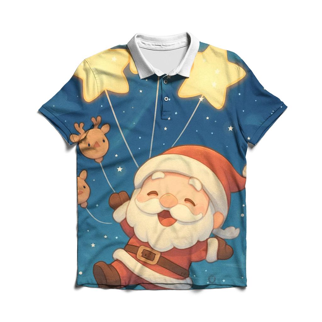 Starlit Sky Santa Balloon Parade casual sports polo shirts