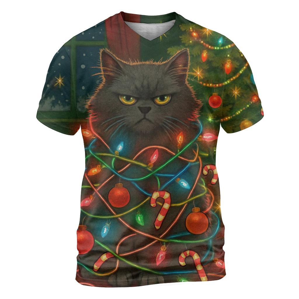 Grumpy Cat Christmas Light Tangle designer pattern shirts