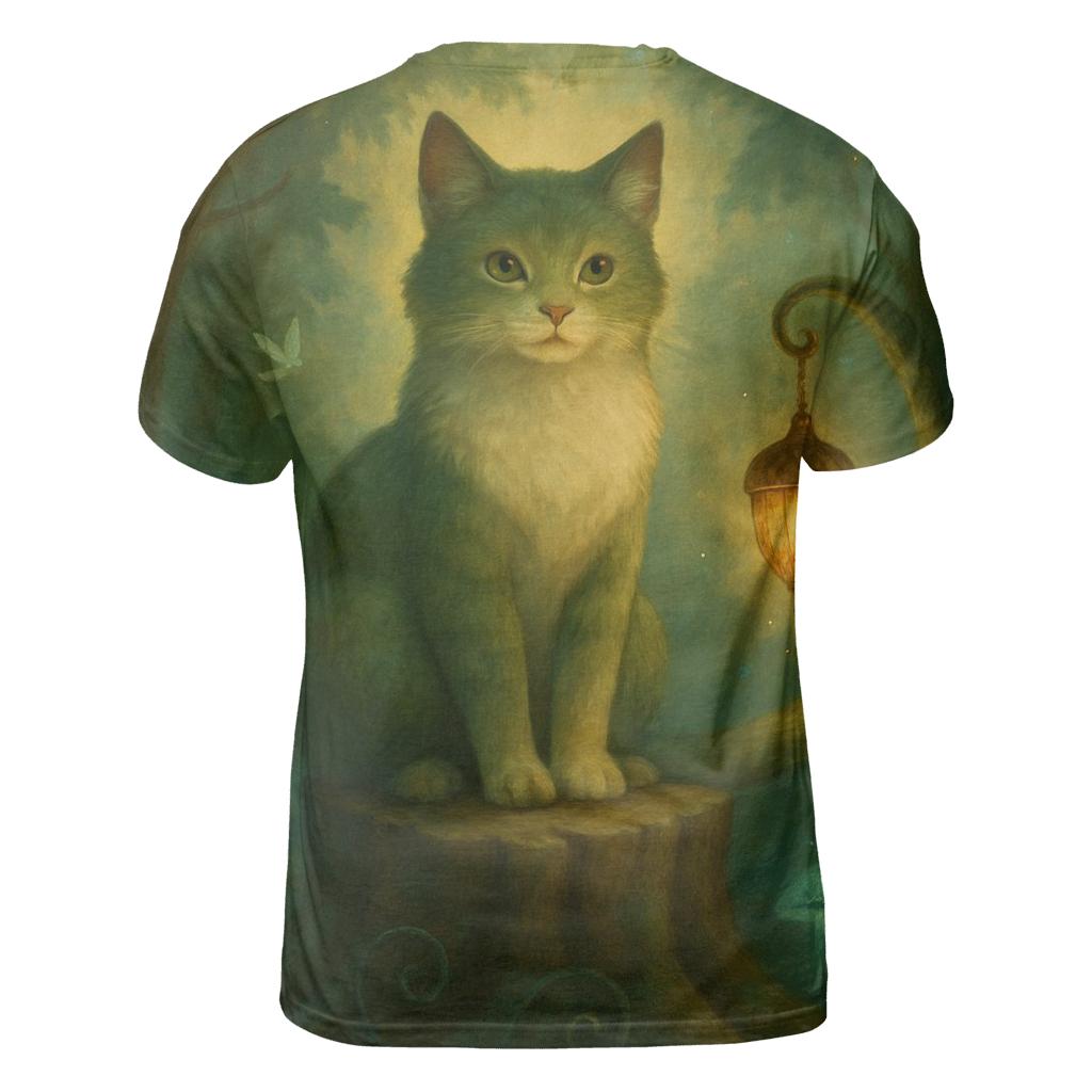 Forest Lantern Guardian Cat creative print fashion shirts