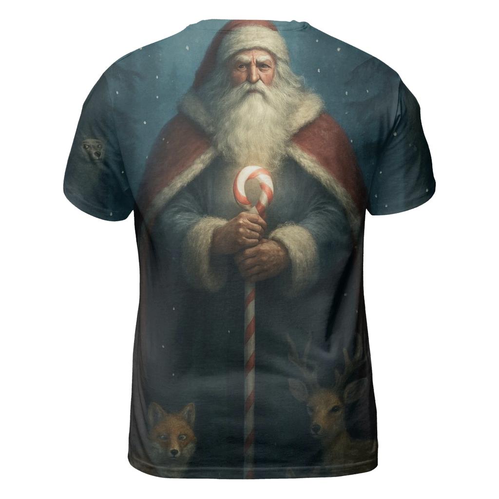 Midnight Forest Santa Guardian artistic all-over print tops